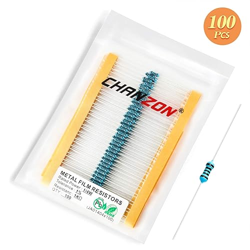 Vista 293 de Chanzon 100pcs 1/4W (0.25W) 33K Ω ohmios Resistencia fija de película metálica 0.01 ±1% Tolerancia 33KR MF Resistencias de orificio pasante