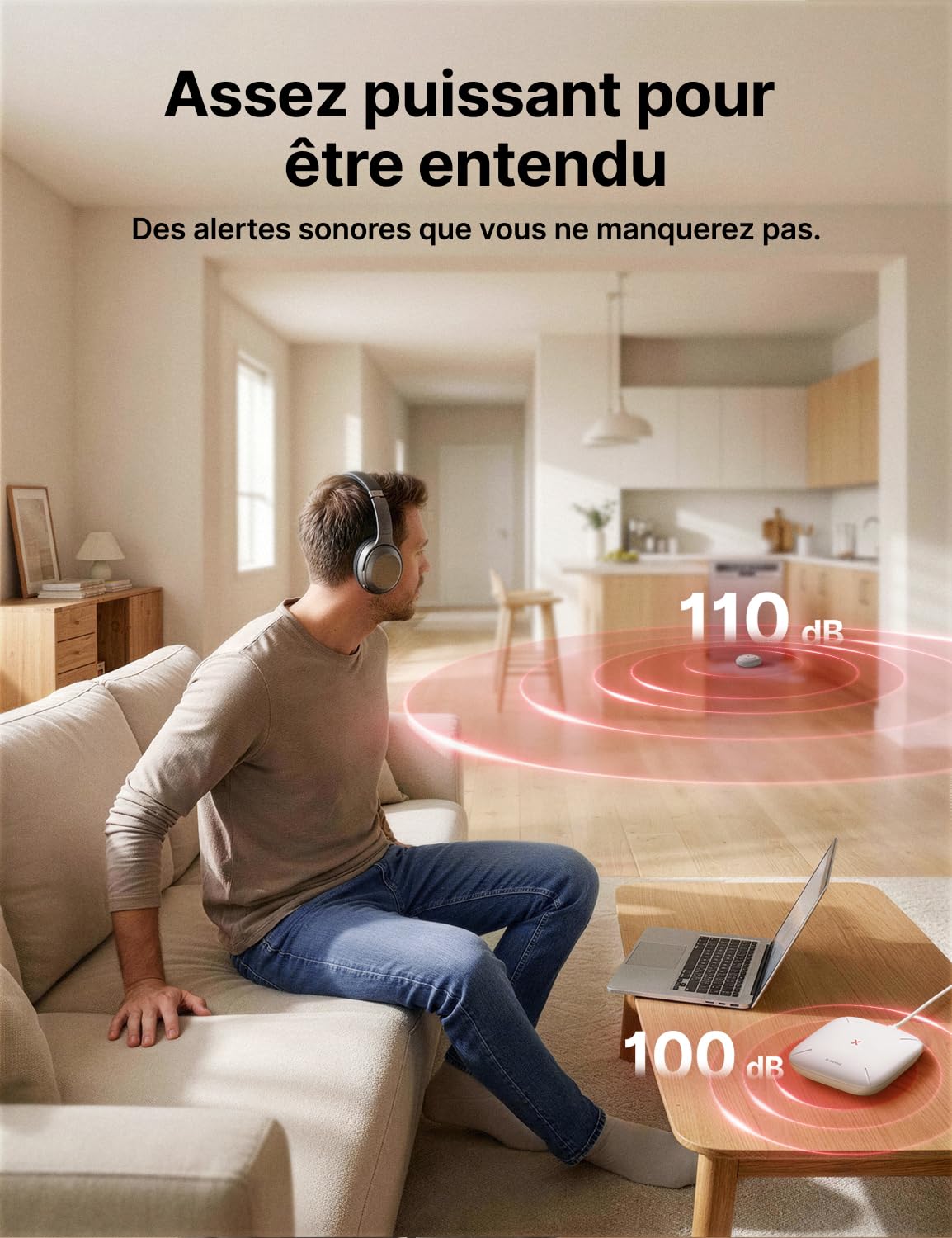 X-Sense Détecteur de Fuite d'eau Connecté avec Station de Base SBS50, Détecteur d'eau Wi-FI avec Alarme 110 DB, Portée Jusqu'à 500 m, Idéal pour Cuisines, sous-sols, Salles de Bains, SWS55
