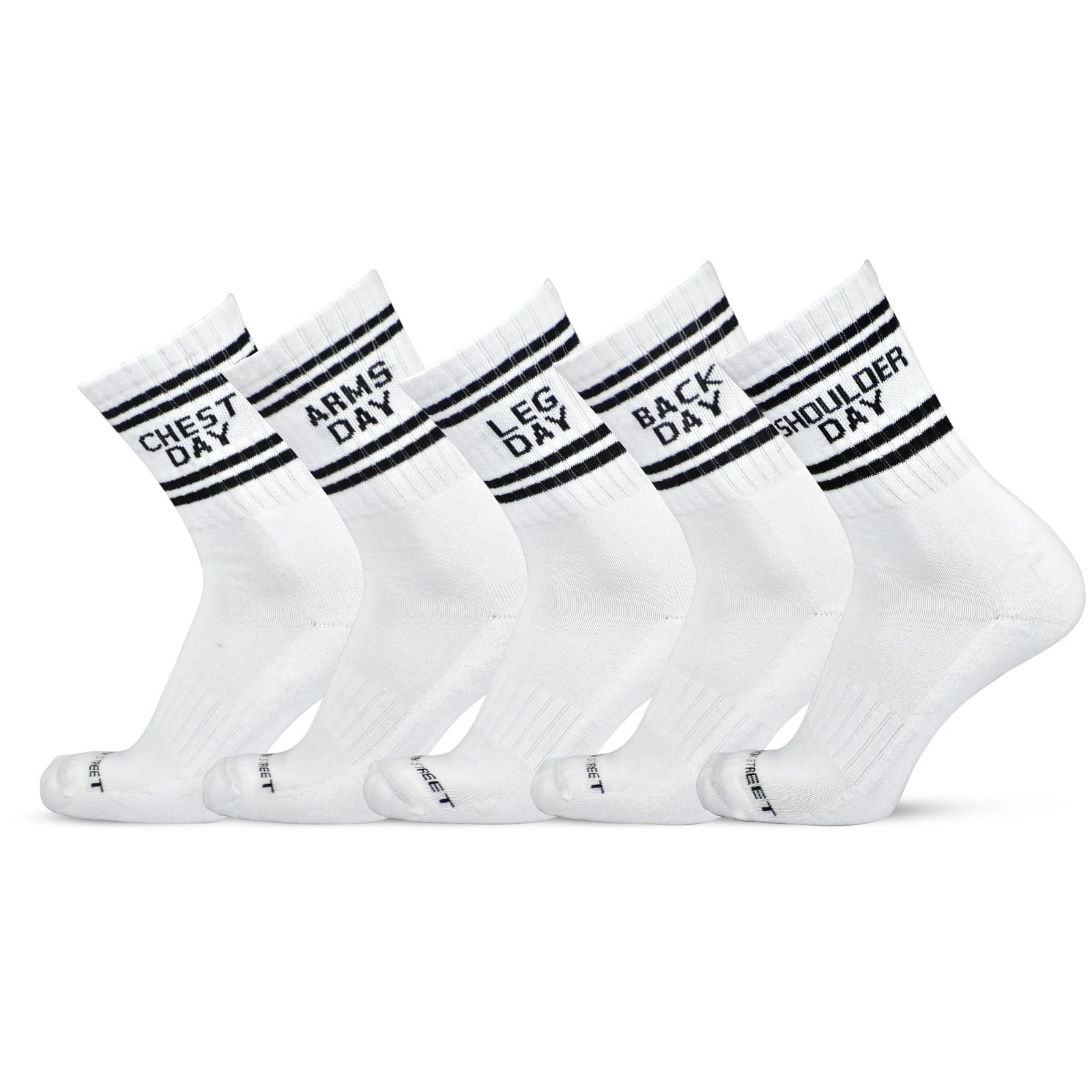 Gym Socks for Men Workout, Crew Sock Cotton, Odor Free, Breathable, Comfortable, Non-Slippery, Workout & Sports Socks, Running, Athletic Socks Men & Women - White-image-28