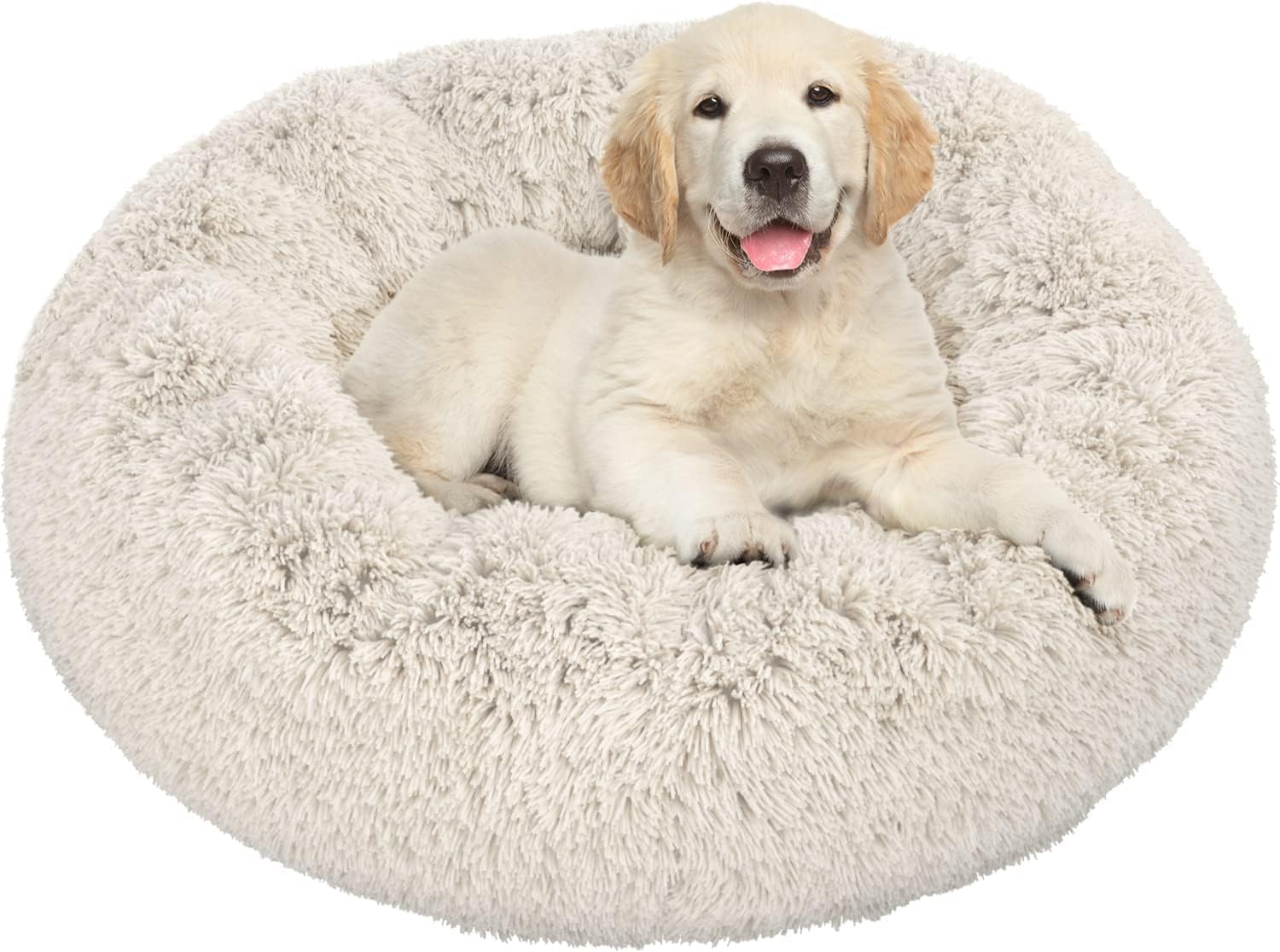 ProNoke Plush Calming Dog Bed, Donut Dog Bed for Small Dogs, Medium