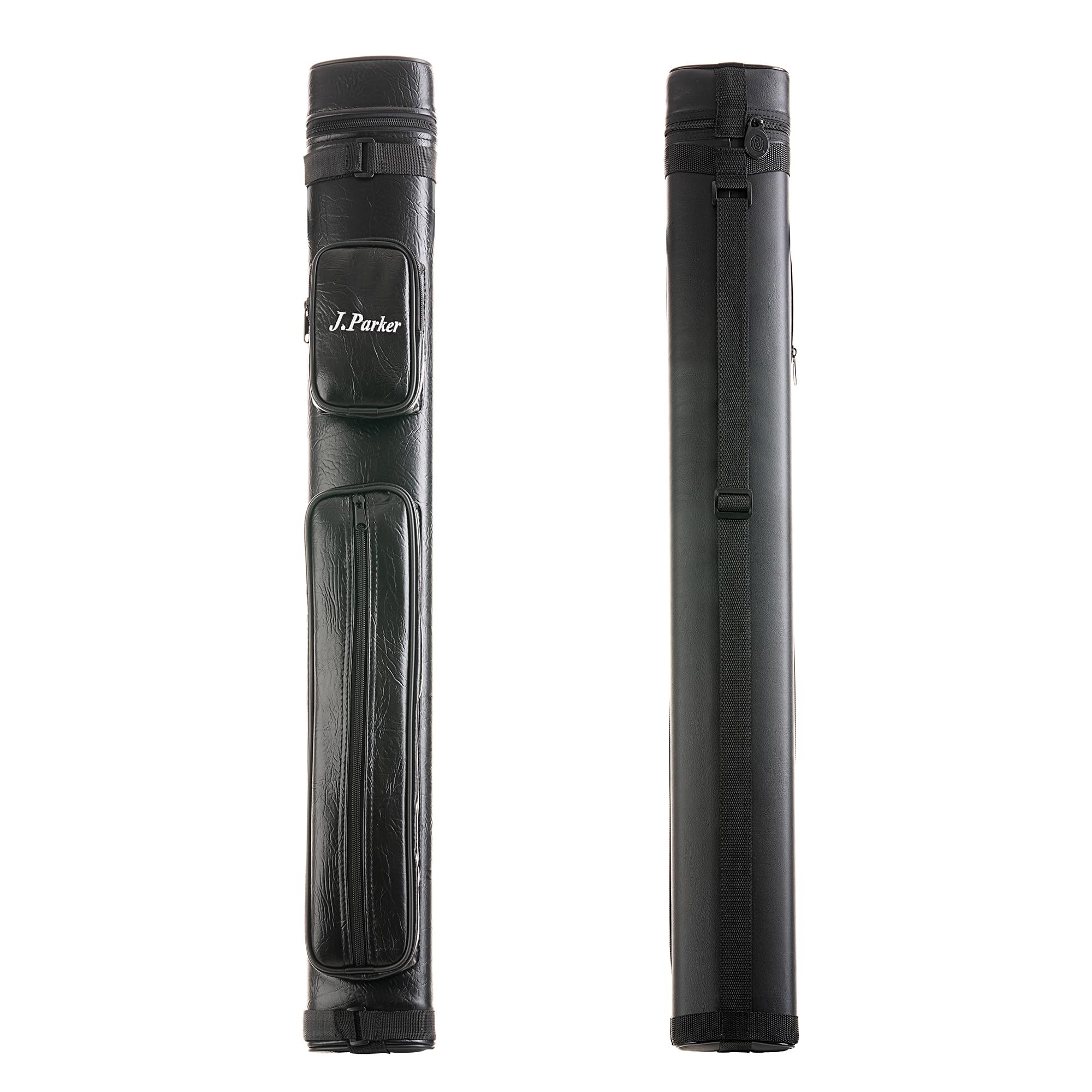 J. Parker Billardköcher für 2 Queues 2/2 & 2/4 Ausführung, hochwertiges Kunstleder Cue-Case für optimalen Schutz, große Zubehörtasche und Tragegurt, Länge 85 cm