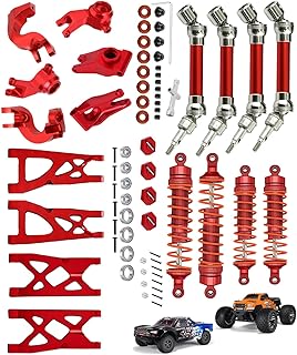 RCMYou Upgrades Part for 1/10 Arrma Vorteks/Granite/Senton 4x4 3S Blx Mega 550,RC Shocks,Drive Shaft,Front Rear Suspension Arm,Steering Blocks Caster Blocks C-Hubs Stub Axle Carriers,Red