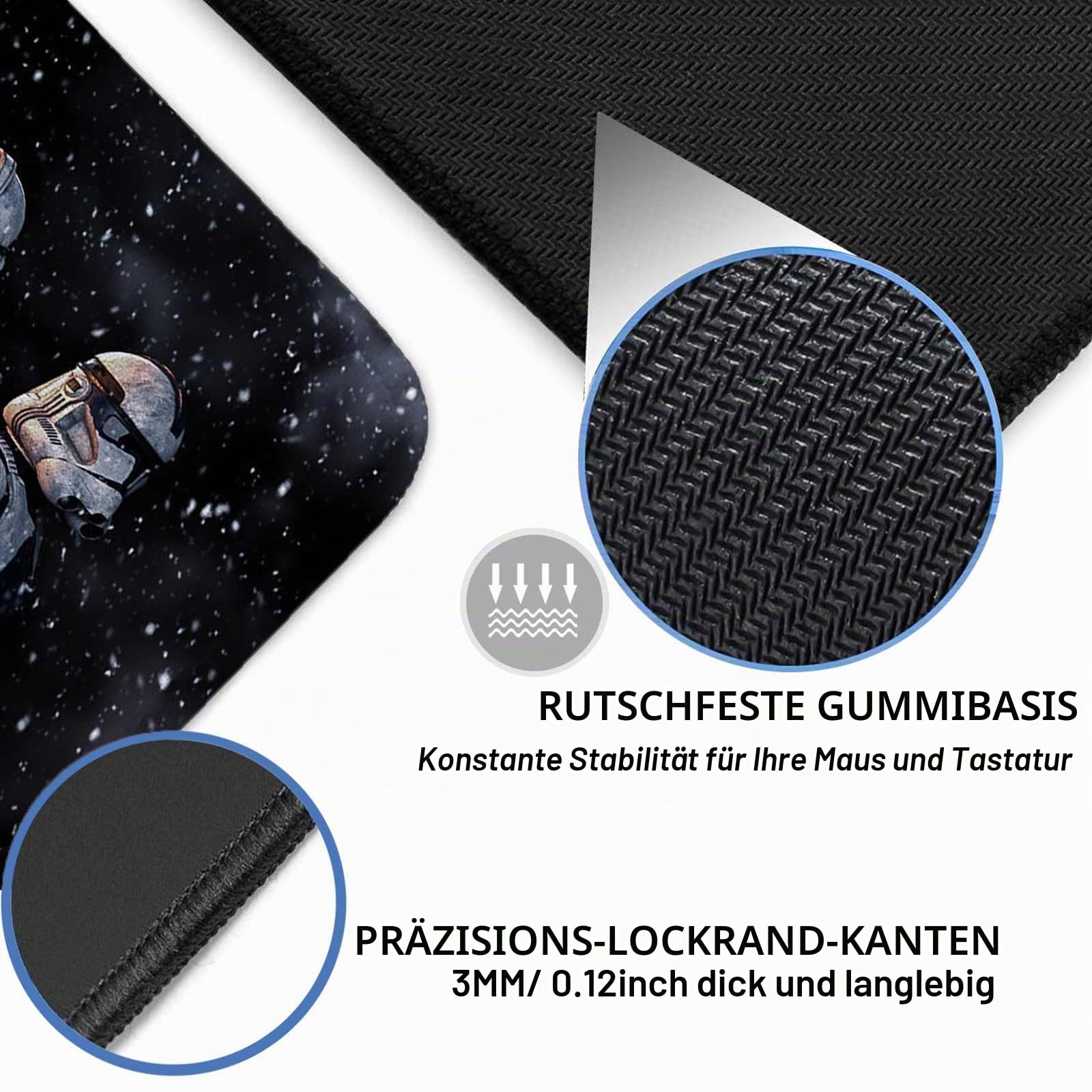 Extra großes Gaming-Mauspad, Design, XXL, rutschfeste Gummiunterseite, genähte Kanten, tragbare Schreibtischmatte für Computer, Tastatur, Mäuse, Laptop und PC, 80 x 39,9 cm