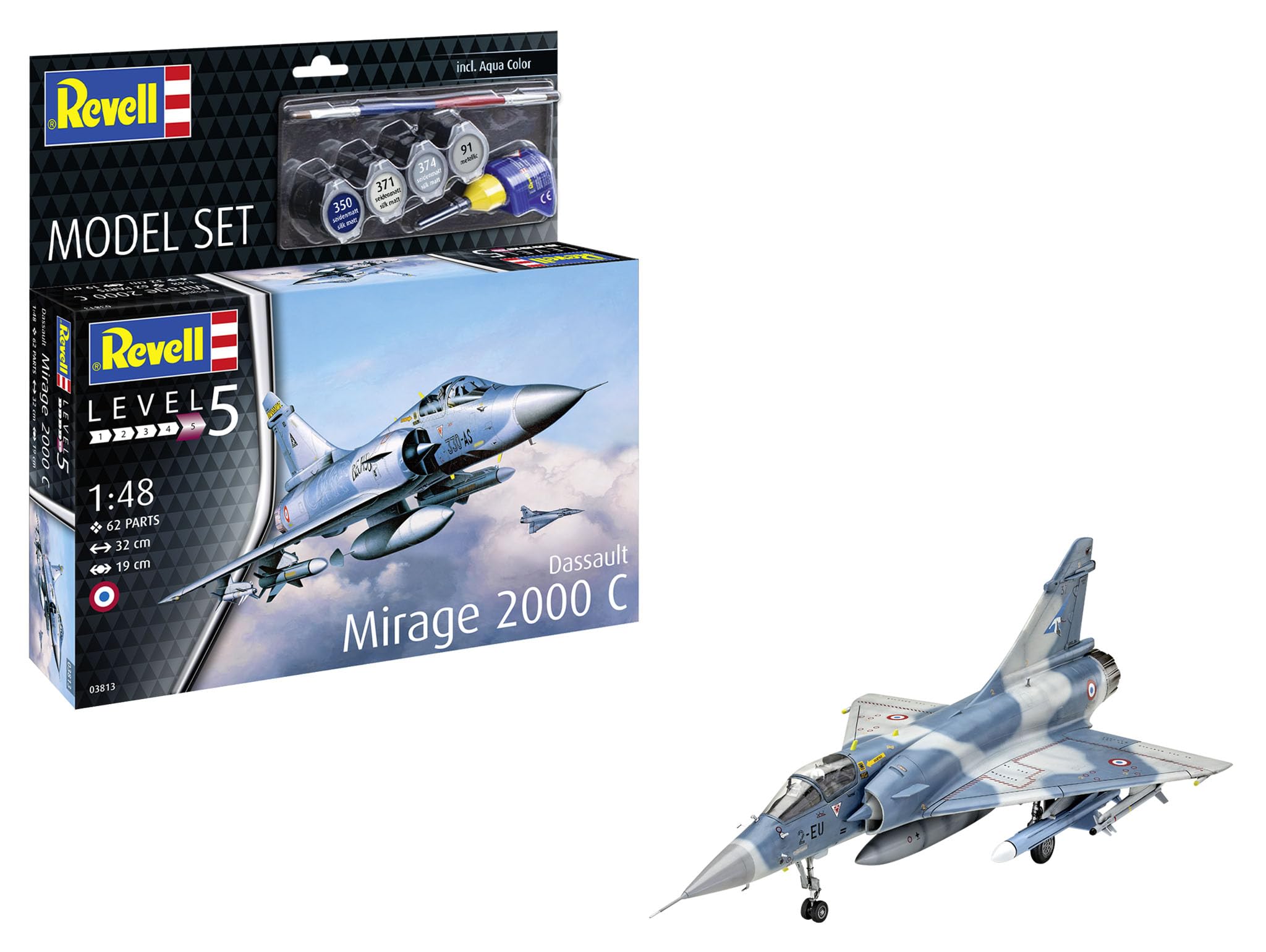 Revell Model Set 63813 Dassault Mirage 2000C 1:48 Scale Unbuilt/Unpainted Plastic Model Kit with Accessories — image 1
