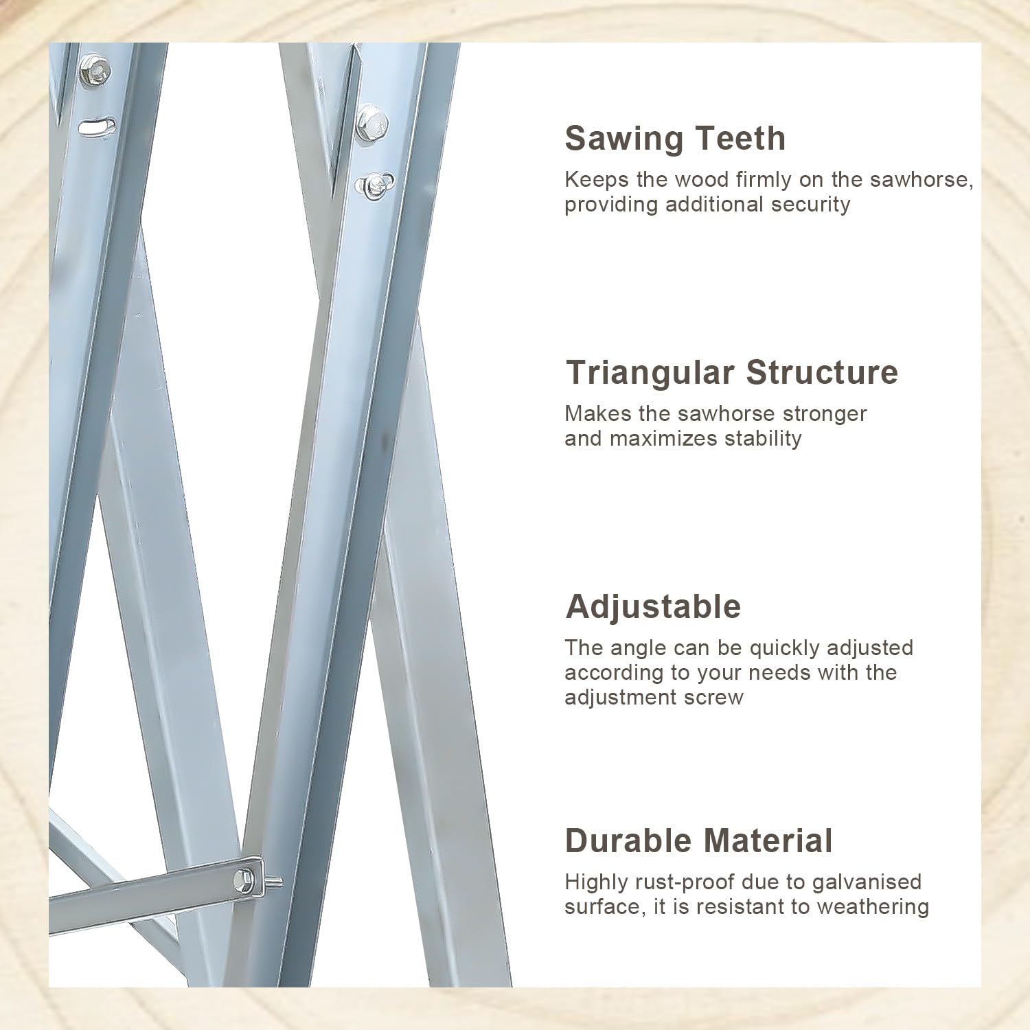 Chevalet de sciage en bois galvanisé - Pliable - Avec support de tronçonneuse - Charge maximale : 150 kg - Convient pour les scieries et ateliers