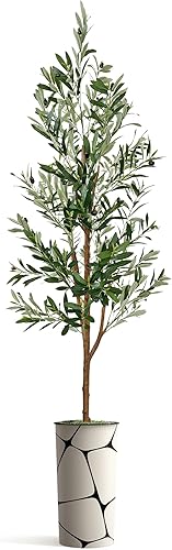 Miniatura 2 de SIGNWIN - Árbol artificial en maceta con diseño y textura de flores y pájaros, decoración moderna, planta de piso, para el hogar u oficina