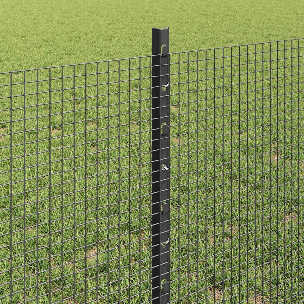 Set di recinzioni da giardino con pali grigio, 10000 x 60 cm, in acciaio verniciato a polvere e PVC, resistente alle intemperie, per terrazze e terreni, con kit di montaggio incluso