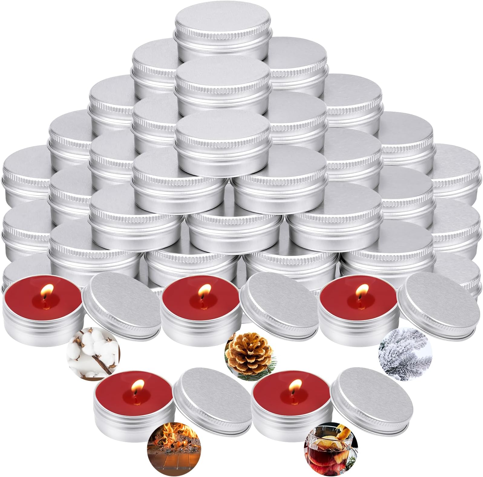 MTLEE 50 Pcs Wedding Scented Candles Gift Travel Tin Candle Aromatherapy Candle Gifts for Valentine's Day Winter Baby Shower Favors Wedding Gifts, Compound Scent Essential Oil