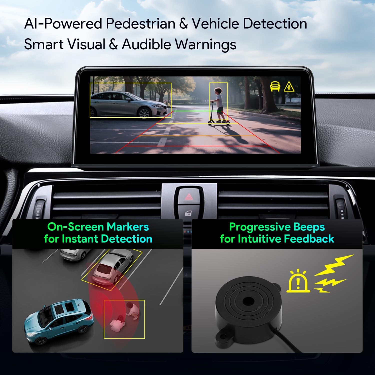 XTRONS 1080P AHD Auto Rückfahrkamera w AI-Powered für XTRONS Car Headunit