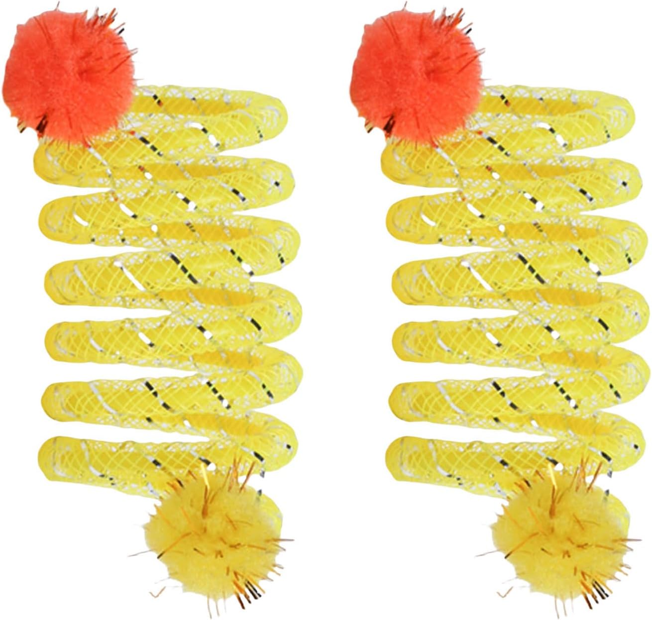 Spring Cats Toys,2Pcs Colorful Coils Spring with Plush Ball Cats Chew Toy for Indoor and Outdoor Play Stimulating Curiosity and