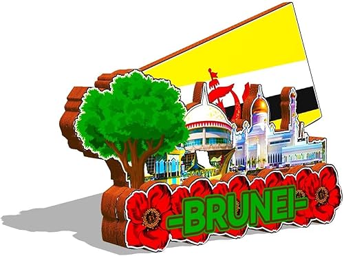 Miniatura 2 de Imán de Brunei Brunei para nevera de madera 3D, monumentos coleccionables de viaje, decoración hecha a mano, 640