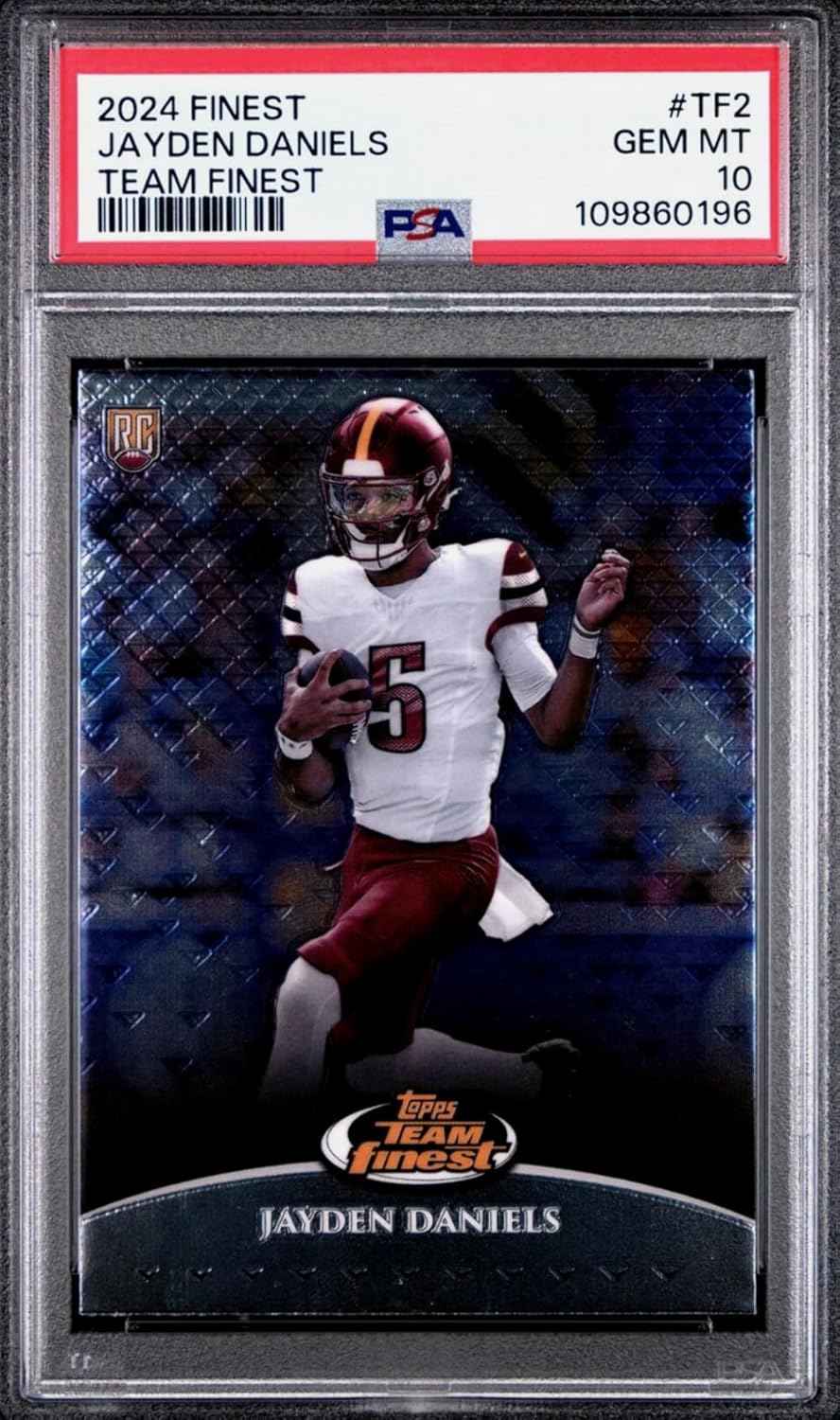Graded 2024 Topps Finest Jayden Daniels #TF2 Teams Finest Rookie RC Football Card PSA 10 Gem Mint