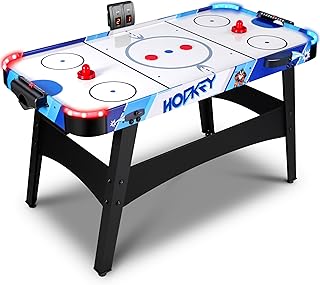 58" LED Light-Up Air Hockey Table - Arcade Style Air Hockey Game Set w/Accurate Electronic Scoring, Powerful 12V Motor for Game Room, Home & Office, Includes 2 Pucks & 2 Pushers