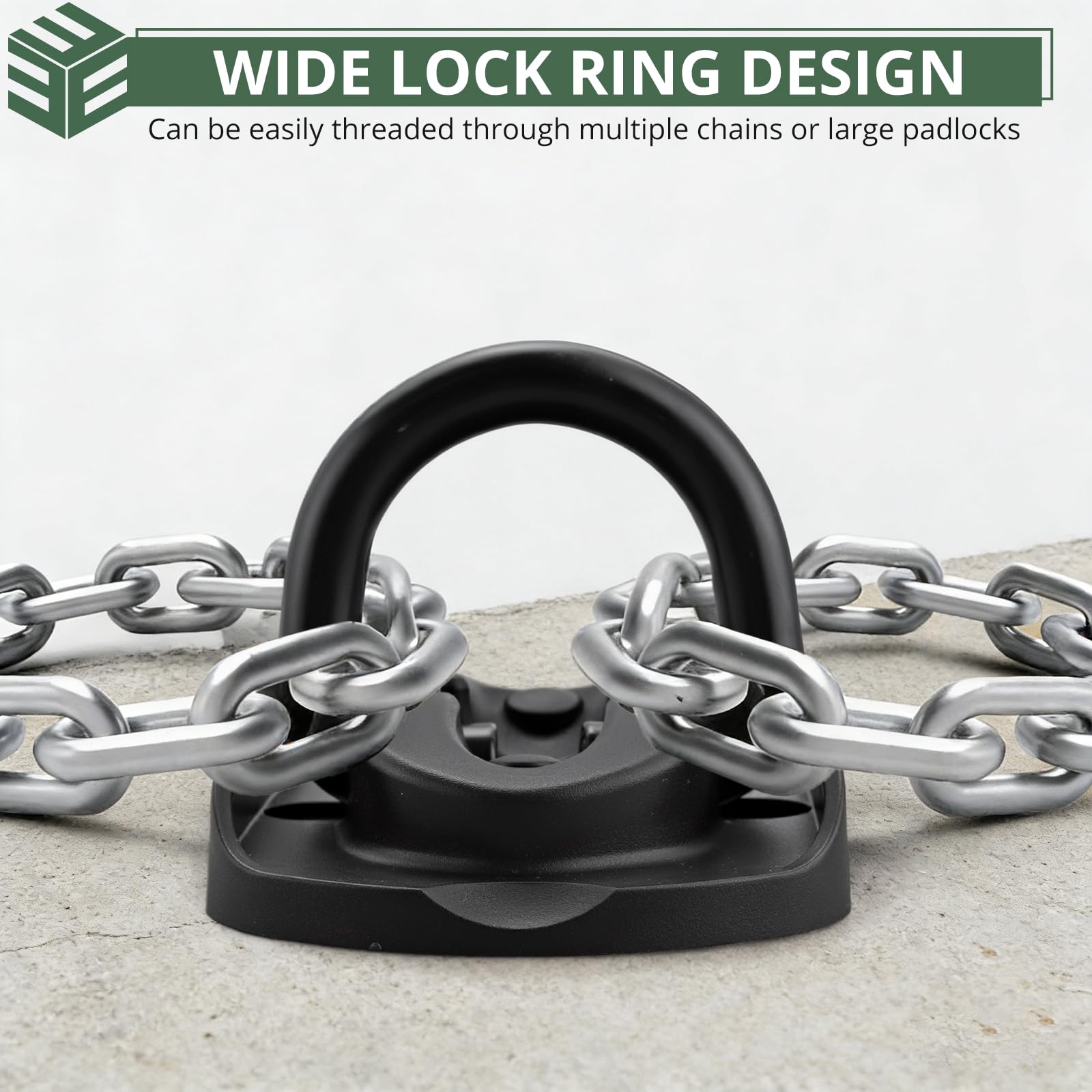 EYPINS Anclaje de suelo para motocicleta con broca, ancla de cadena de pared de acero para bicicletas, cerradura de motocicleta de seguridad premium con 4 pernos para bicicletas, motocicletas y
