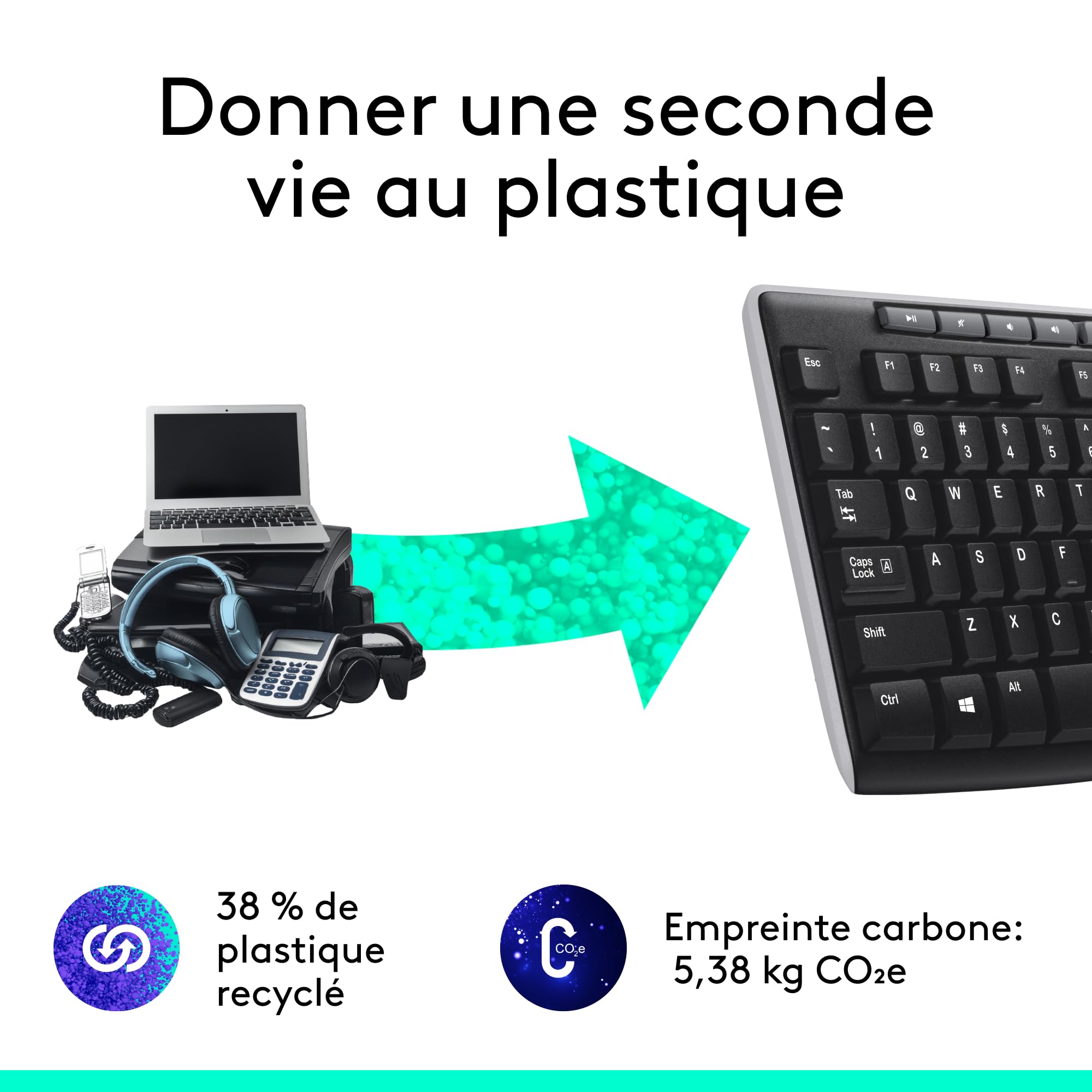 Logitech Wireless Frances Keyboard K270 Inalambrico, Noir, 3.20 x 45.00 x 16.00 cm