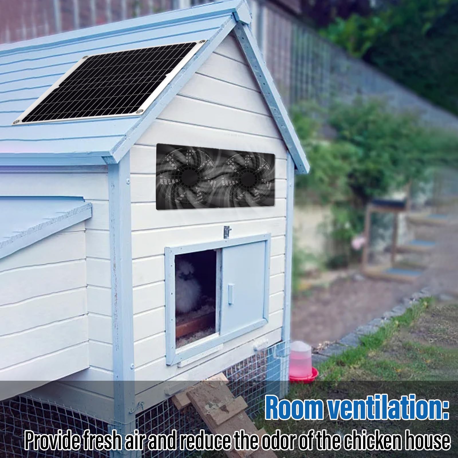 Kit Ventilatore Solare Con Pannello Solare Da 15 W, Impermeabile A Energia Solare, Doppio Ventilatore, Ventilatori Di Raffreddamento Vengono Utilizzati In Pollaio, Serre E Gabbie Per Animali