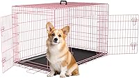 Vista 1 de FDW Jaula para perros de 30 pulgadas con doble puerta plegable de alambre de metal con bandeja extraíble y panel divisor, jaula para mascotas