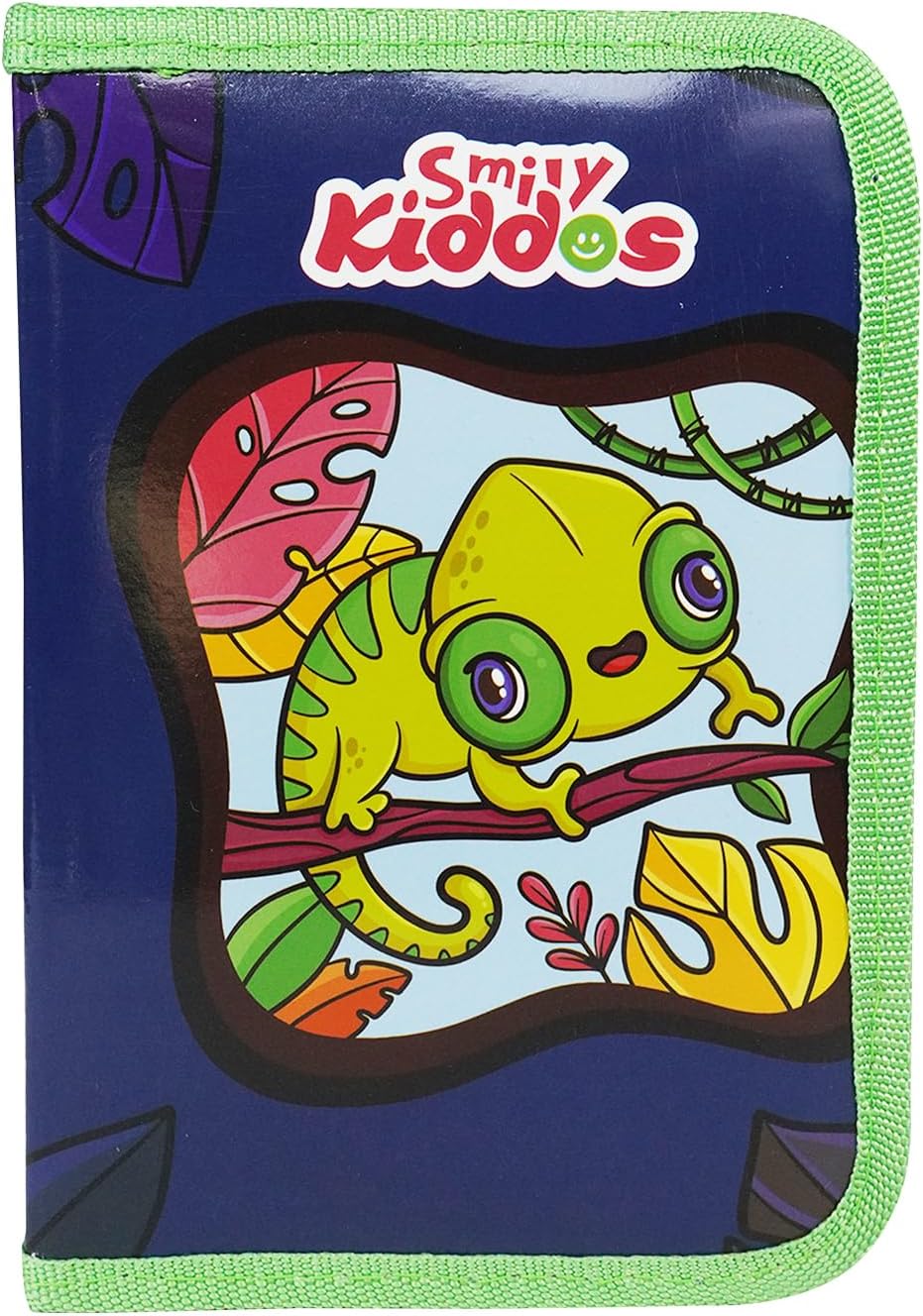 Chameleon Jungle Theme Stationery Case for Kids | 3-Fold Pencil Box with Stationery | Pre-Filled School Supplies Organizer | Durable Zipper Pouch for Boys & Girls (3–10 Years)