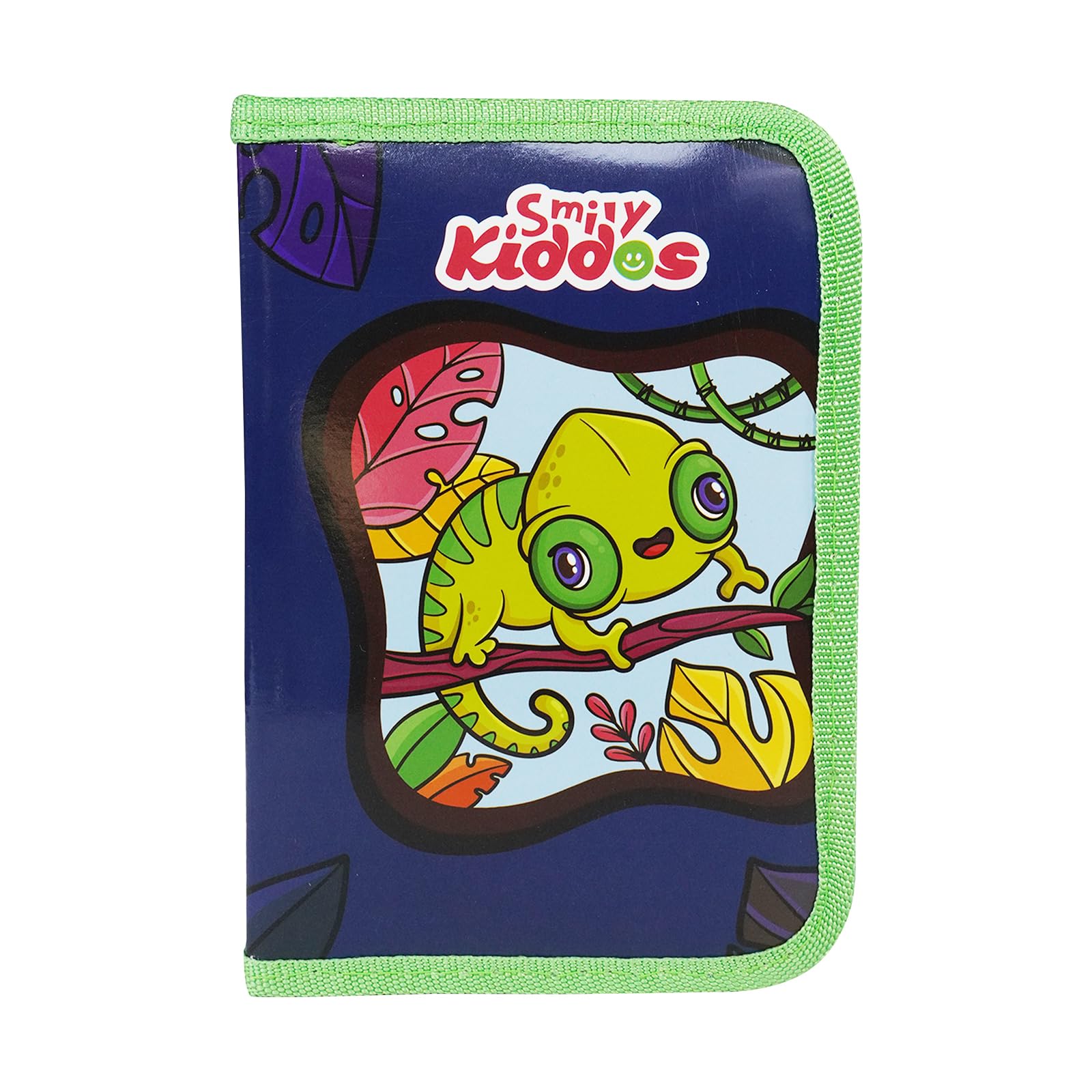 Chameleon Jungle Theme Stationery Case for Kids | 3-Fold Pencil Box with Stationery | Pre-Filled School Supplies Organizer | Durable Zipper Pouch for Boys & Girls (3–10 Years)