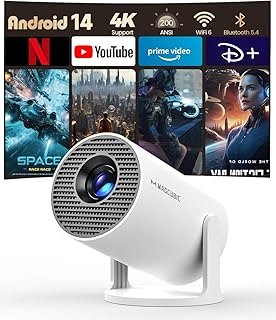 Magcubic Mini Beamer 4K Unterstützt Android 14, Smart Projector 5G WiFi 6 BT 5.4, Mini Projektor Full HD 1080P Unterstützt 200ANSI 8000L Auto Horizontal Trapezoid Correction (weiß)