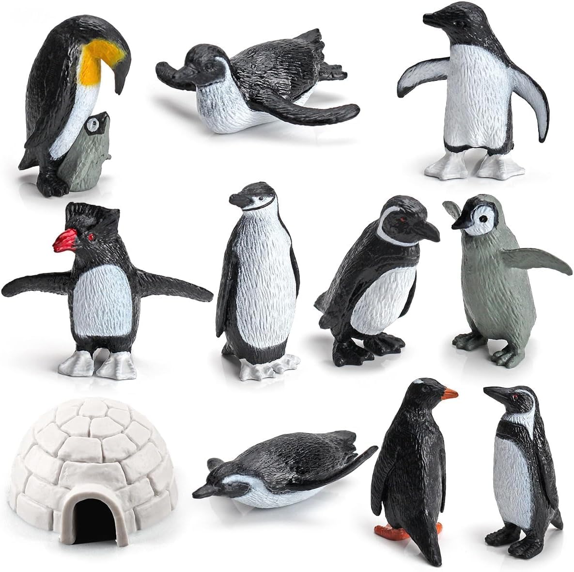 Arctic Penguin Figurines Toy Playset Mini Penguin Toy Set Realistic Penguin Cake Topper Small Penguin Action Figures Polar Animal Educational Toys Christmas Party Supplies Gift for Kids