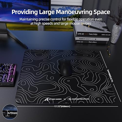 Miniatura 7 de ATTACK SHARK CM05 - Alfombrilla de mouse de vidrio para juegos, 17.7 x 15.7 pulgadas, alfombrilla de mouse rígida antideslizante 9H, superficie