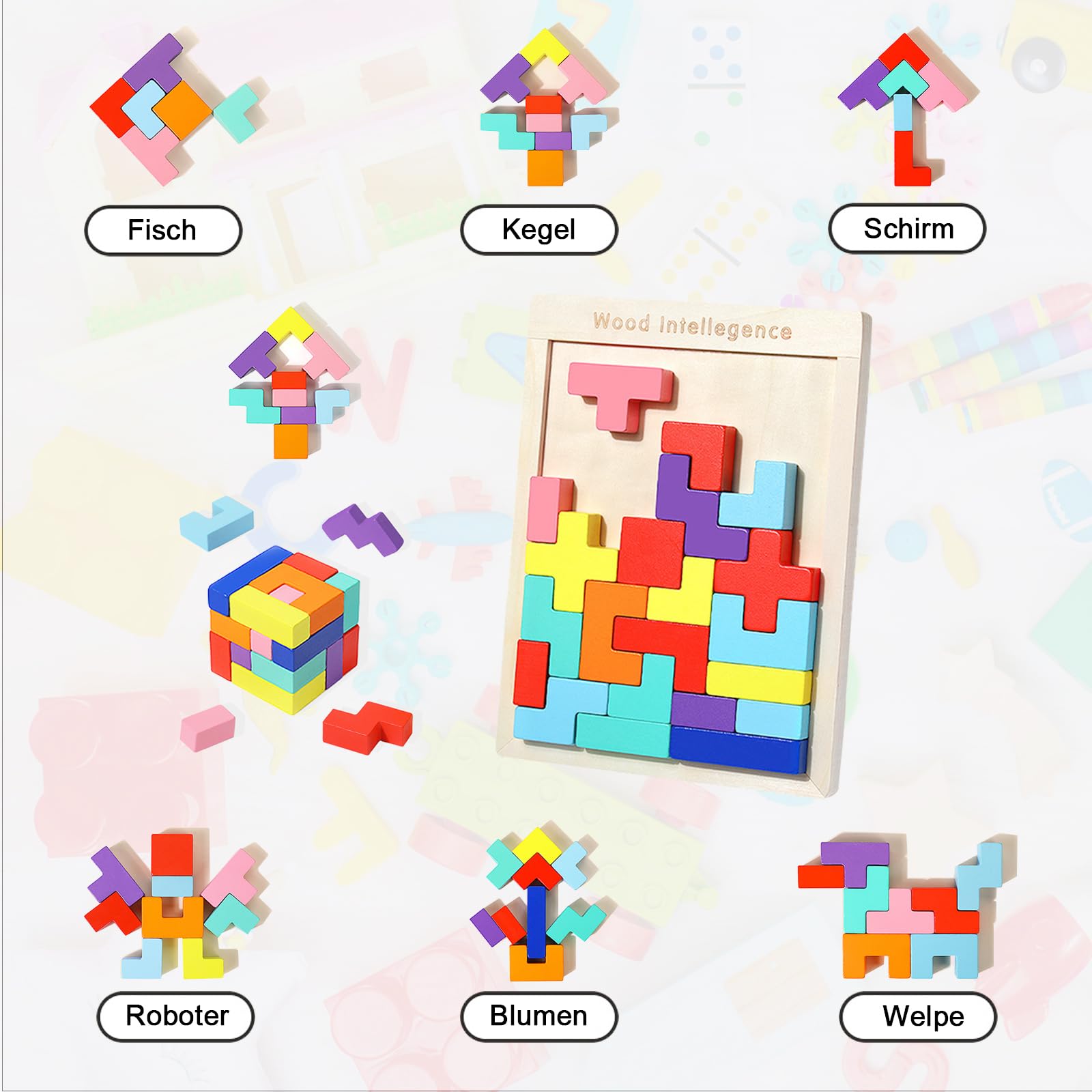 Montessori Spielzeug 3D-Holzpuzzle – 30 Teile, Für Kinder Ab 4 Jahren, Fördert Räumliches Denken & Kreativität