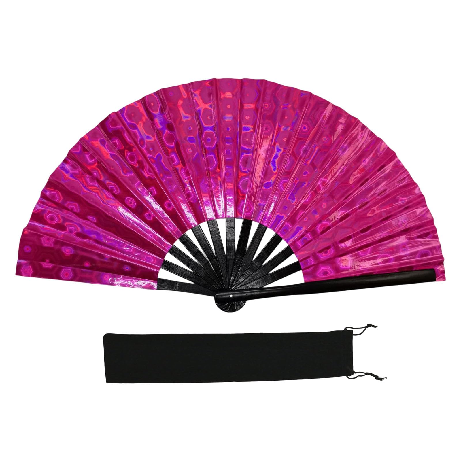 Msioytog PVC Reflective Colorful Large Folding Hand Fan Foldable Clap Fan for and Martial Art Raves Party Folding Dance