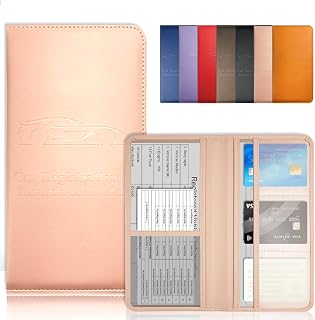 Pink Car Registration & Insurance Card Holder for Glove Box Organizer Vehicle License Document Auto Truck Comparment Interior Accessories Case