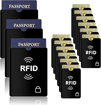 15 PCS RFID Blocking Sleeves 3 Passport Sleeve RFID Sleeves 12 Identity Protection ID Cards Blocking Sleeve Effectively Protect Travel Essentials Fits Wallet Purse From Electronic Theft