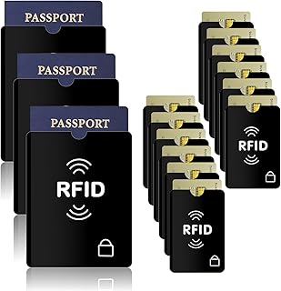 RFID Blocking Sleeves Credit Card Protector Passport Sleeve Anti-Theft Identity Protection ID Cards Blocking Sleeve Travel Essentials Fits Bags Slim Design (15 PCS)