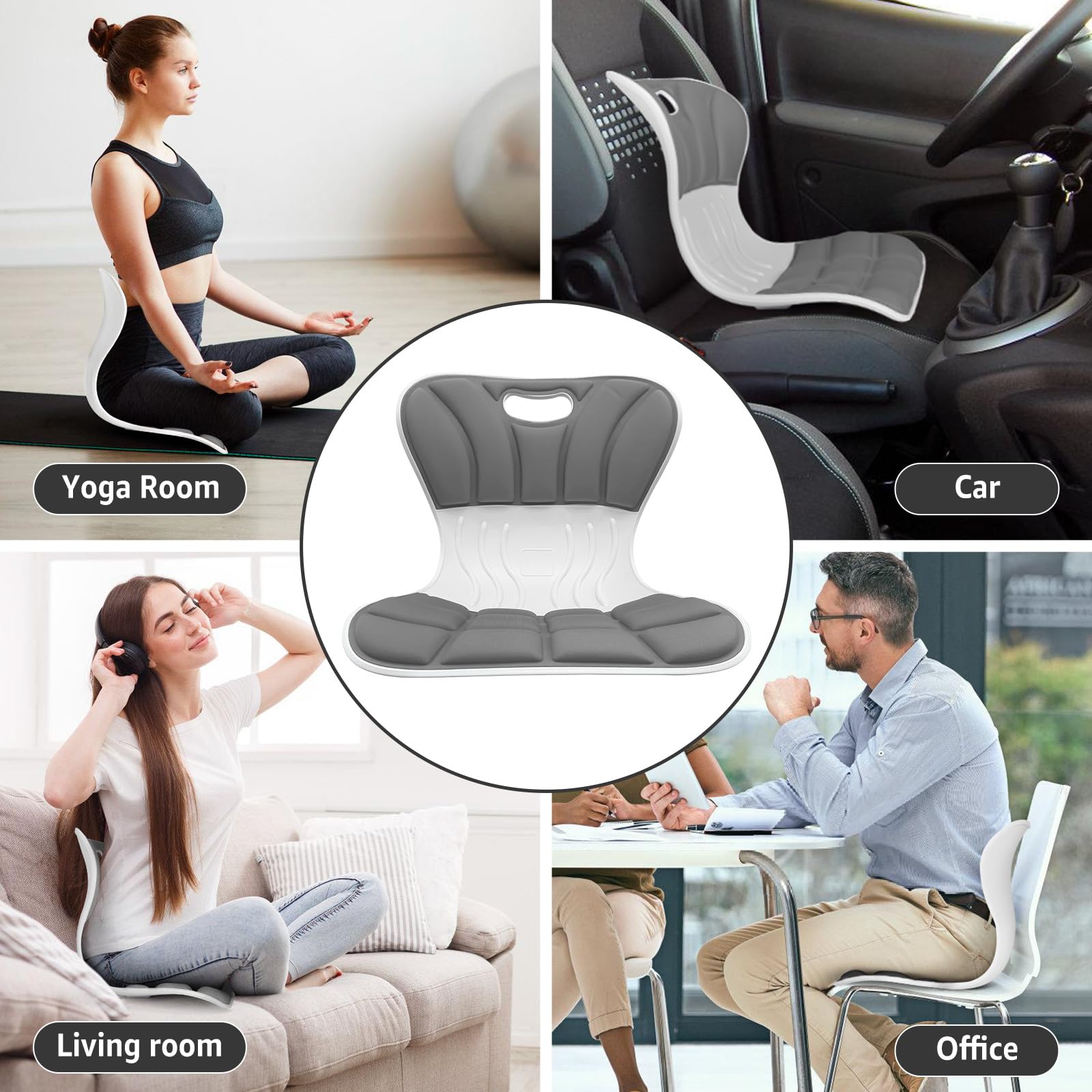 Silla ergonómica de apoyo lumbar para una buena corrección de postura y alivio del dolor de espalda, soporte de espalda para asiento de suelo, trabajo desde casa, oficina