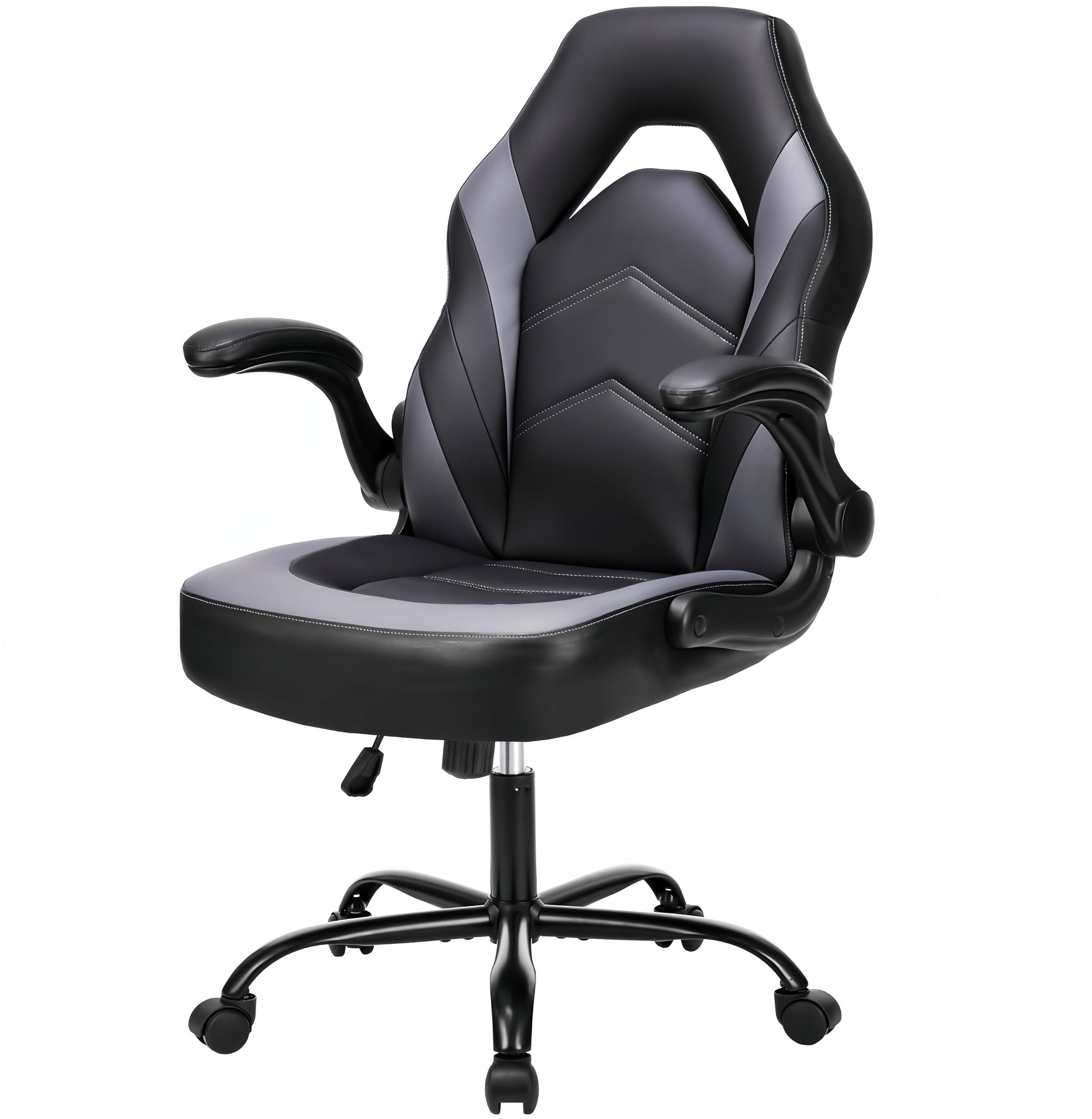 CYTERNE Computer Desk Chair with Lumbar Support, Ergonomic Office Chair with Flip-up Armrests for Adults, Grey, Black+ Gray