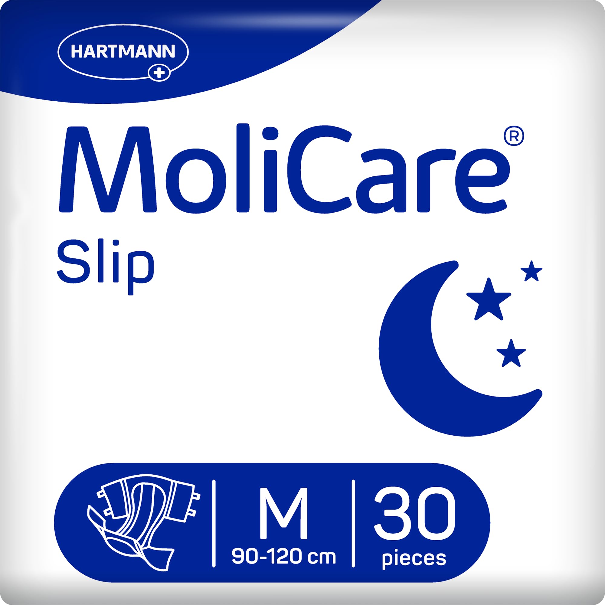 MoliCare® Slip Night - Windeln für Erwachsene bei mittlerer bis schwerer Harn- und Stuhlinkontinenz in der Nacht | zuverlässig, komfortabel & diskret | Größe M (90-120 cm Hüftumfang), 30 Stück