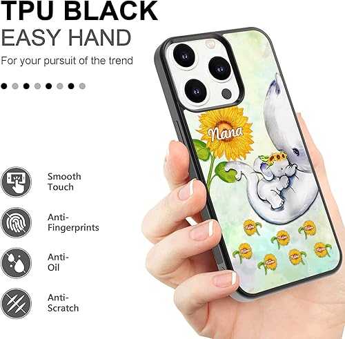 Miniatura 4 de Fundas de teléfono personalizadas con diseño de girasol y elefante para iPhone 16 16E 15 14 13 12 11 Pro Max Mini XR S25 S24 S23 S22 S21 S20 FE