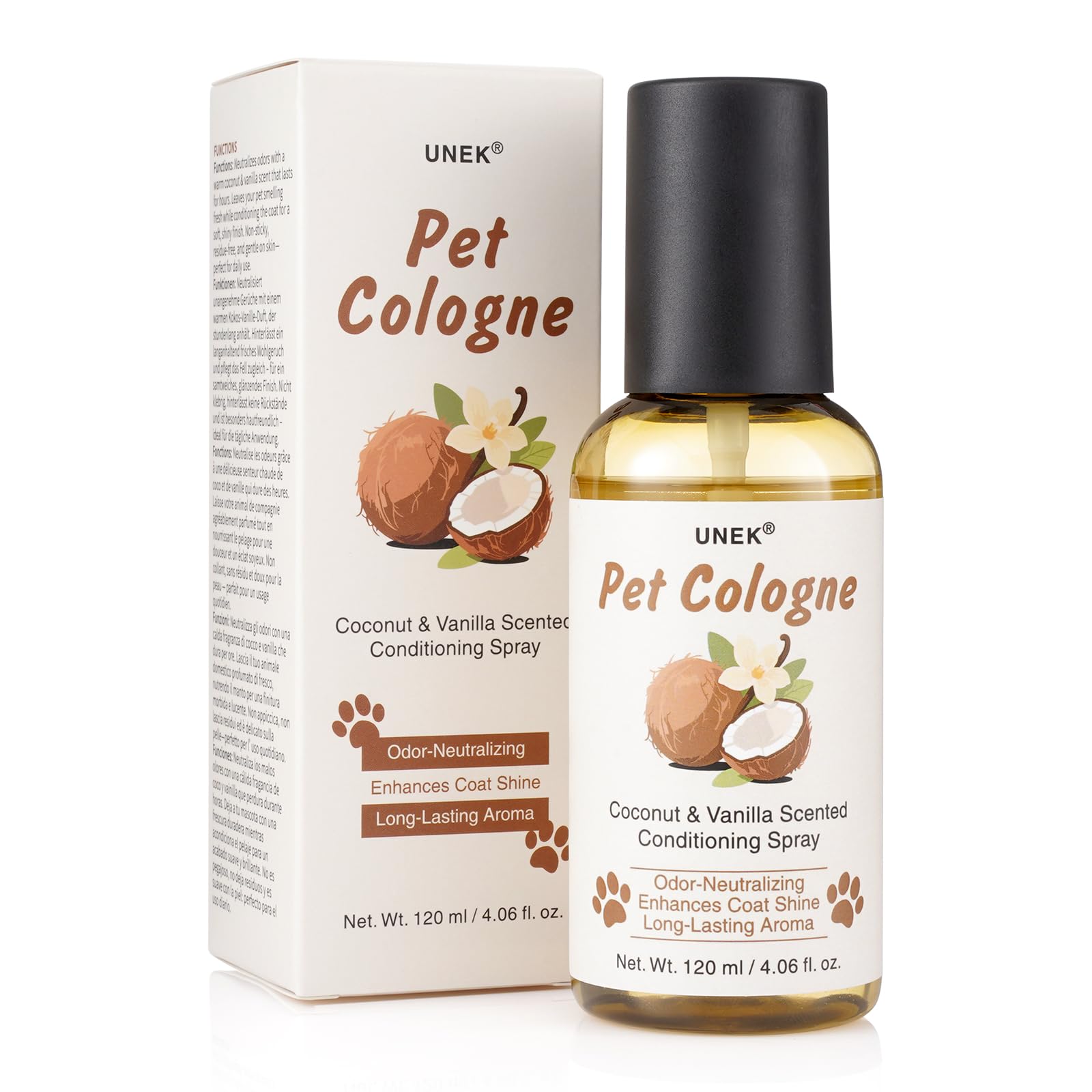 Dog Perfume, Dog Deodorant & Care Spray - Coconut & Vanilla Fragrance, Long-Lasting Fragrance, Nourishes and Soothes Sensitive Skin, Vegan & Cruelty Free - 120 ml Pet Cologne