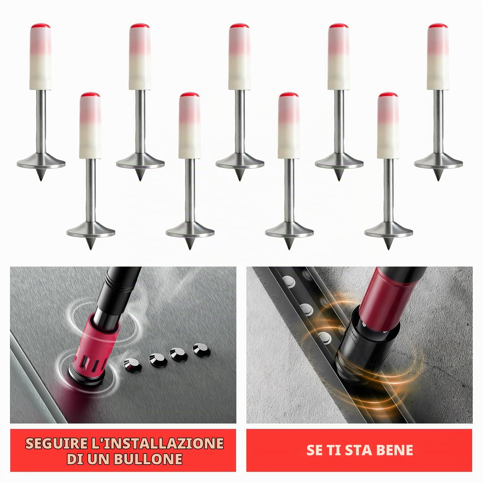 800 chiodi per pistola a impatto, 7,3 mm, mini chiodi per chiodi, chiodi per calcestruzzo e tegole, compatibili con pistola per chiodi manuale ed elettrica (800 pezzi)