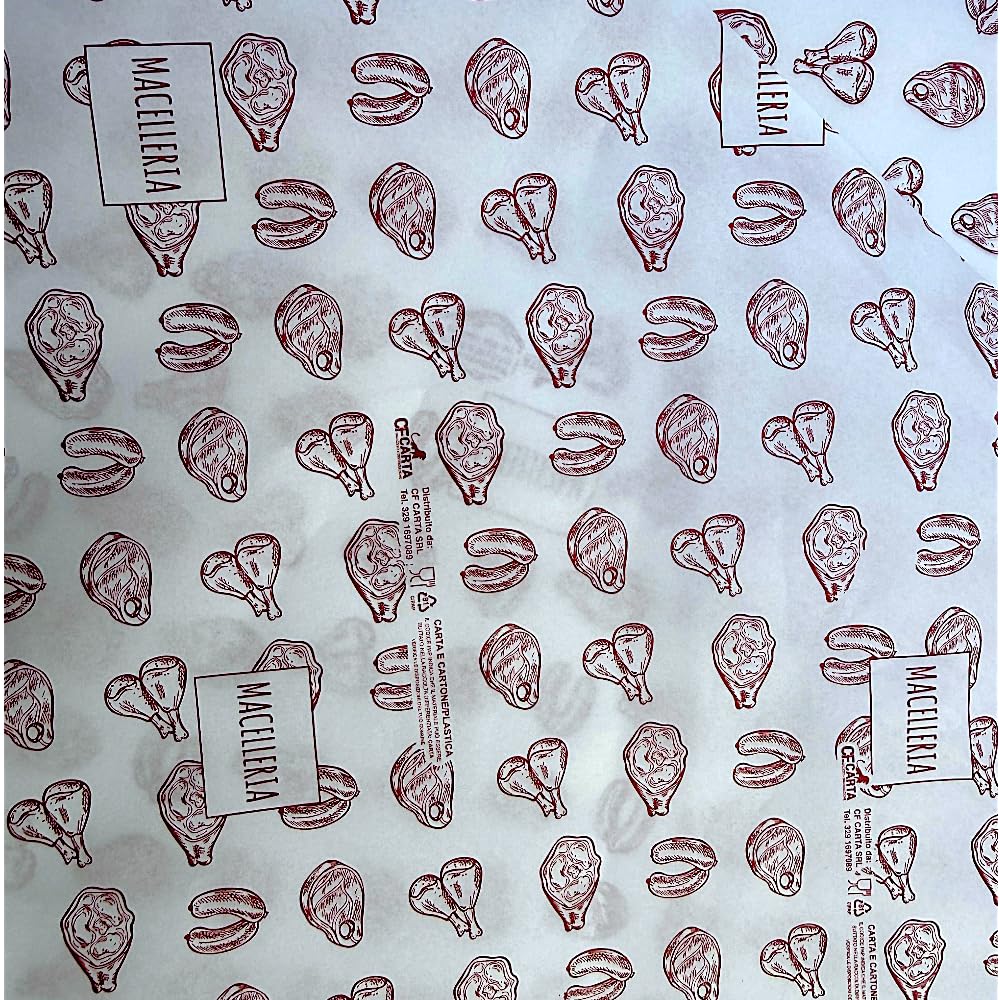 Carta Politenata per Macelleria, Idonea al Contatto Alimentare, 45g+9PE, Confezione da 10 kg (37cm x 50cm)
