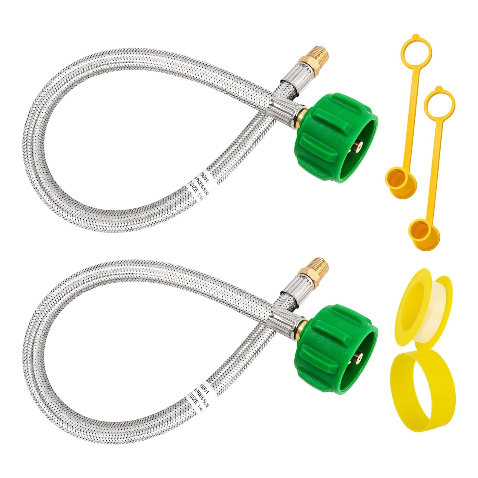 Kaeltsyn Multicolor 2Pack High Pressures Hose With Stainless Steel Heavy Type For Outdoor Cooking Quickly Plug Grill Stove