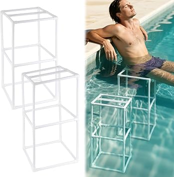 2 PCS Underwater Pool Stool with Foot Rest PVC Underwater Pool Barstools Pool Seats for in Pool Rest 32Inch