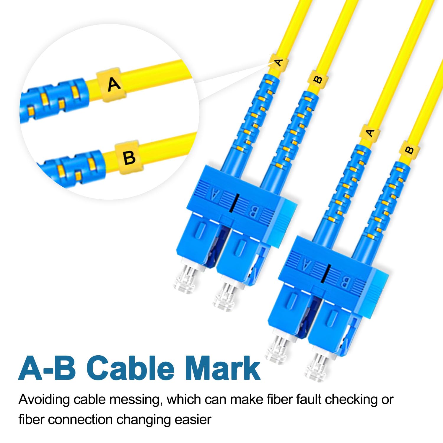 5 cables de conexión de fibra óptica de 3 metros SC UPC a SC UPC, cable de fibra de modo único dúplex OS2 G652D 9/125μm, 1310nm/1550nm LSZH 3.0mm