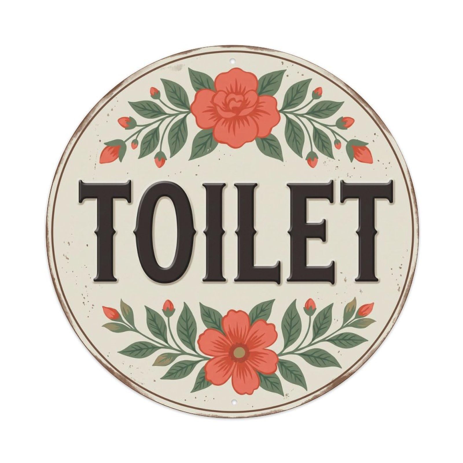 Okahys 8X8inch(20X20cm) Toilet(Wc) Signage Begonia Vintage Metal Tin Sign