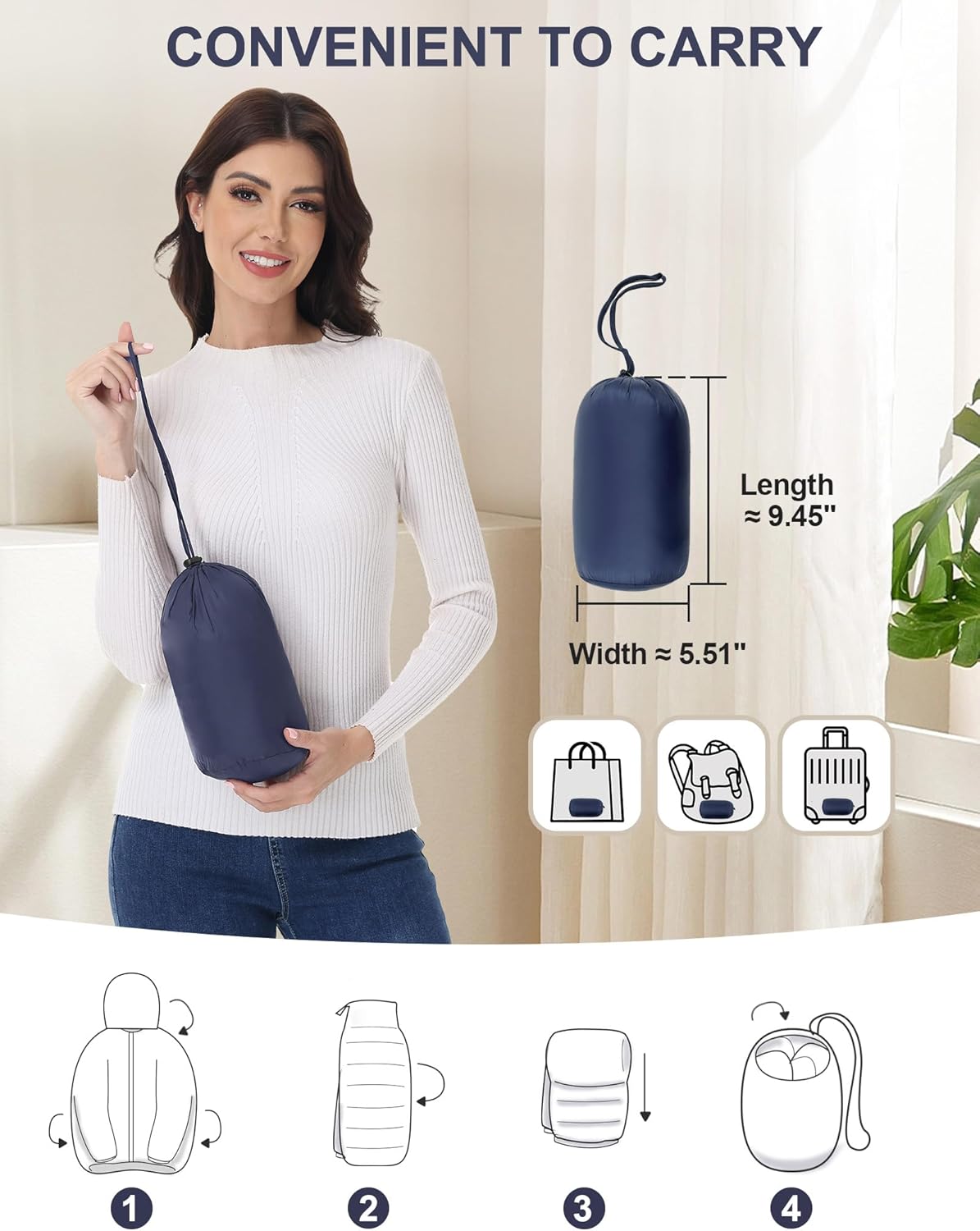 SLOW DOWN Womens Packable Puffer Jacket, Lightweight Puffer Jacket with Hood - Image 6