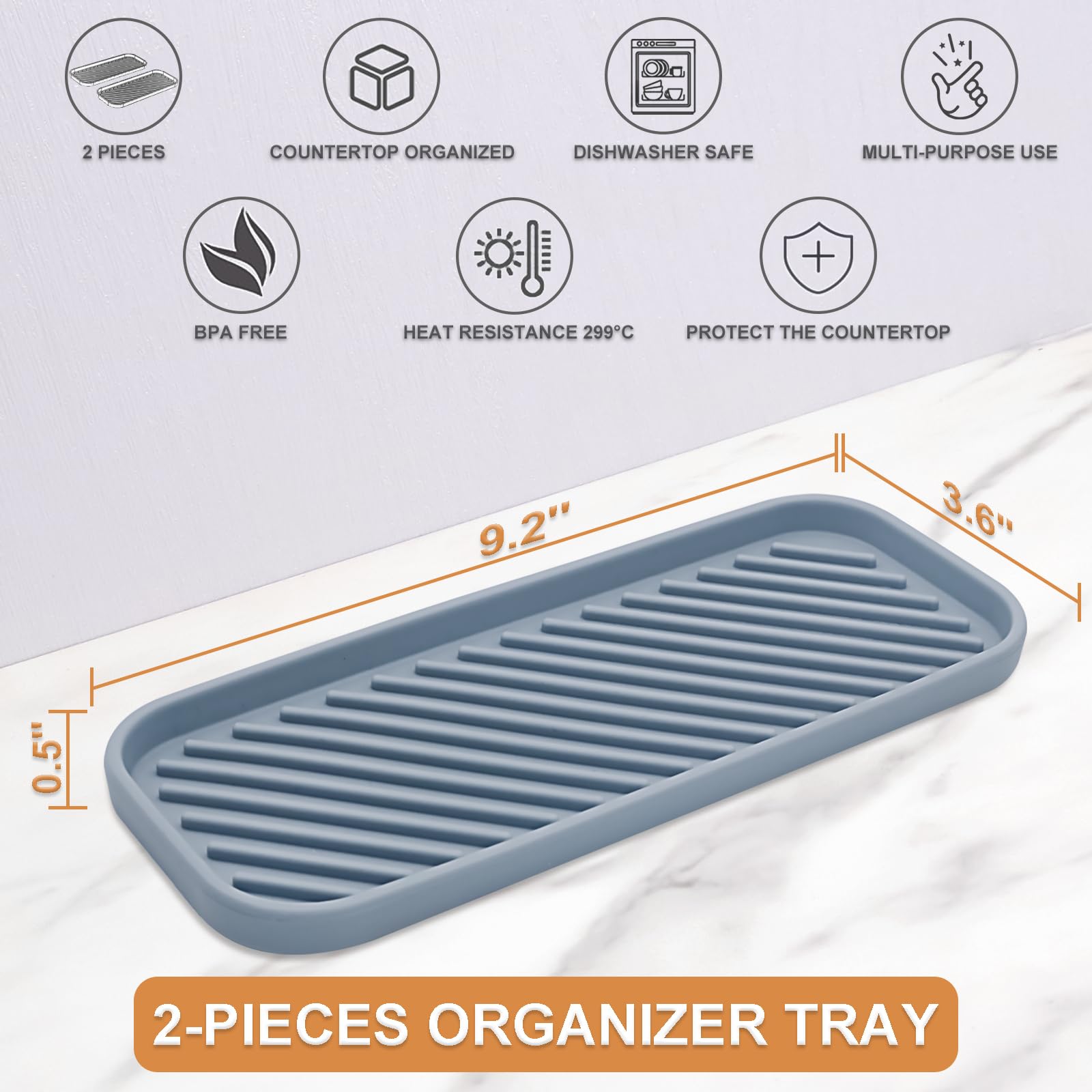 Plateau De Rangement Silicone Évier Noir 23x9cm - Organiseur Cuisine Et Salle De Bain