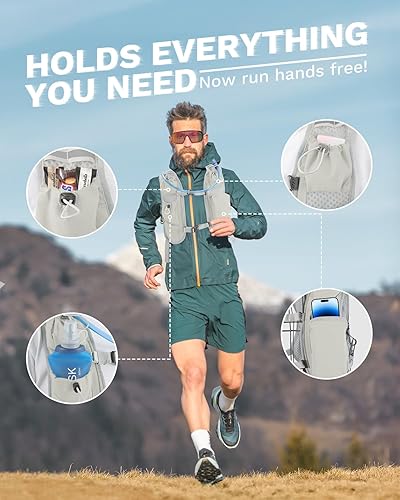 Miniatura 3 de Chaleco de correr para mujeres y hombres, mochila de hidratación para correr, chaleco de hidratación, con soporte frontal para teléfono, correa