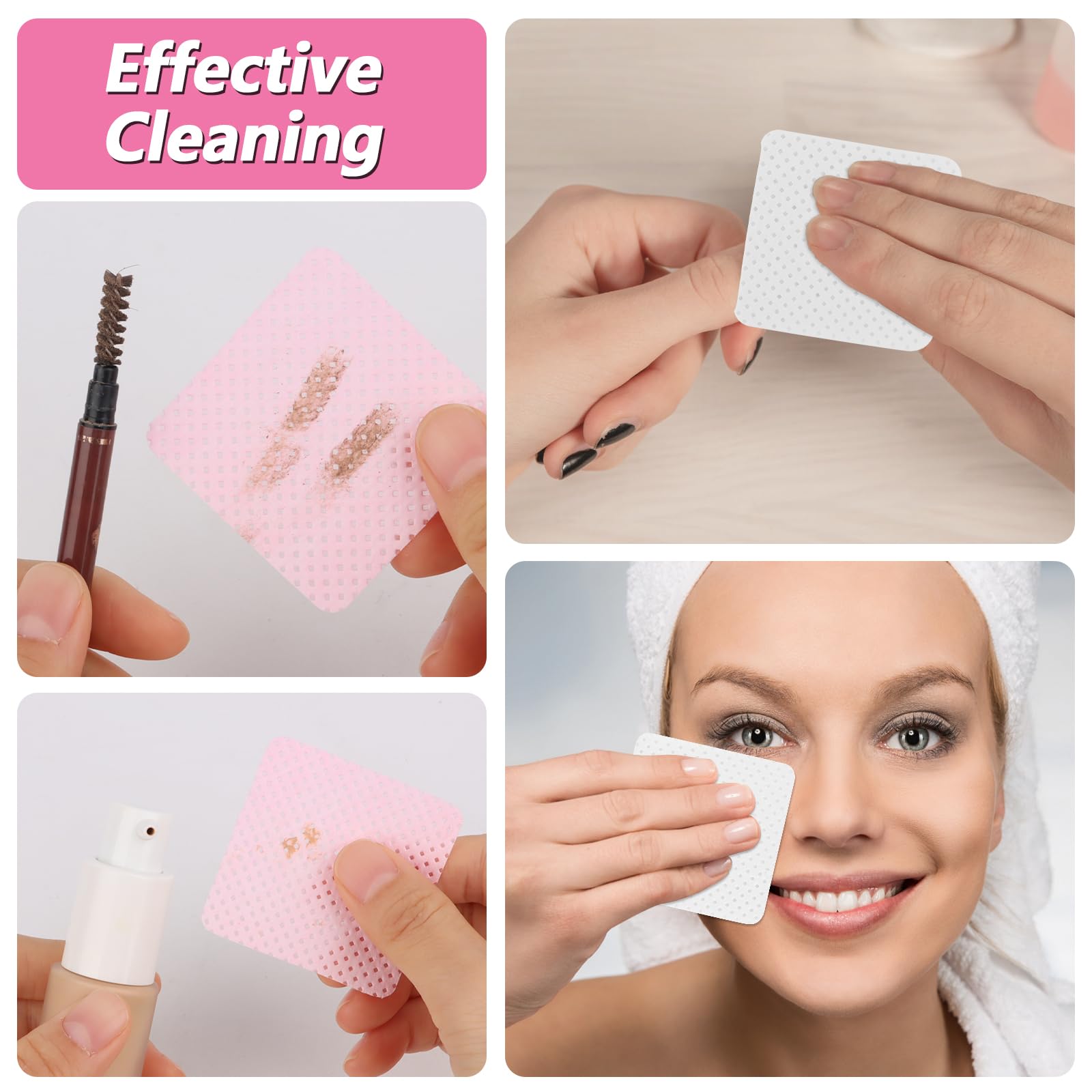 600 Pezzi Pad Unghie Senza Pelucchi, Tampone Salviette in Cotone per Unghie, Salviette per Unghie Prive di Lanugine, per Rimuovere Smalto, per Unghie fai da te e Saloni (Rosa & Bianco)