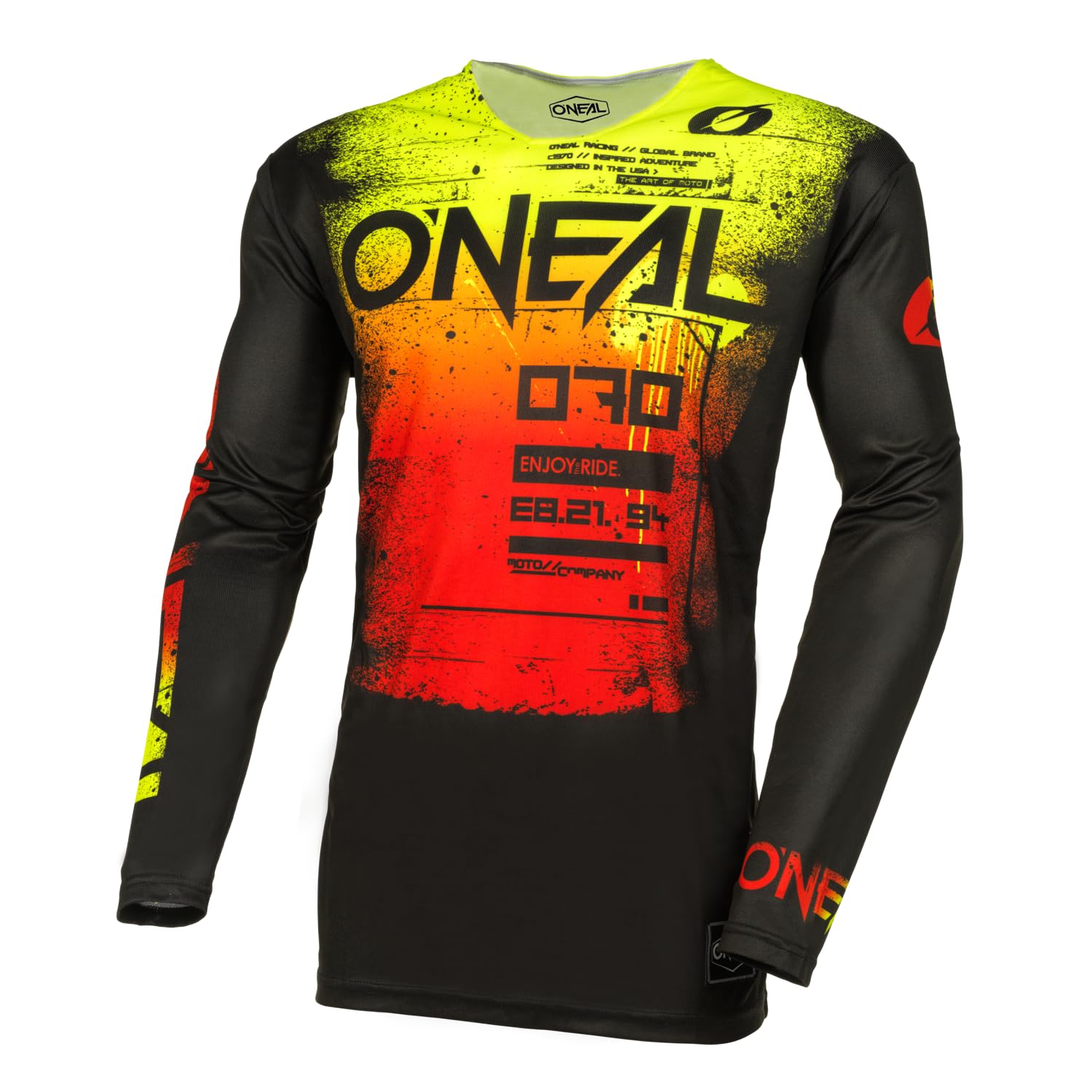 O'NEAL | Motocross Shirt Long Sleeve | MX MTB Mountain Bike | Lightweight Material, Ergonomic Slim Fit Cut Mayhem Jersey Scarz V24 | Adult | Black Red | Size S