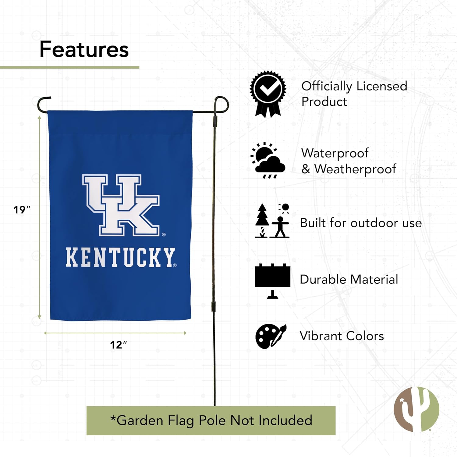 Desert Cactus University of Kentucky UK Garden Flag – 19 x 12 inch Kentucky Wildcats Banner, For Outdoor Display and Events (Design D) - Image 5