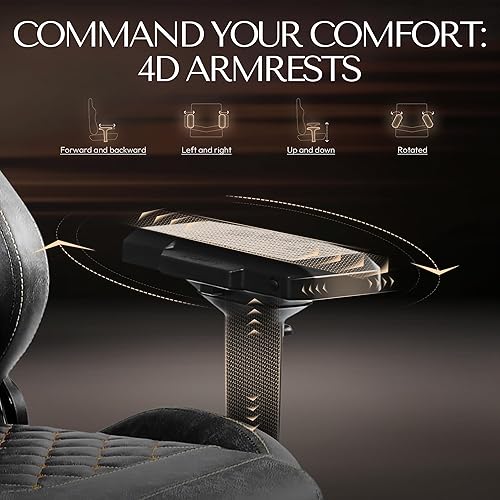 Miniatura 13 de Dowinx Silla de juegos grande y alta, sillas de videojuegos con reposapiés, sillas de PC para jugadores de PC para adultos, silla reclinable Negro