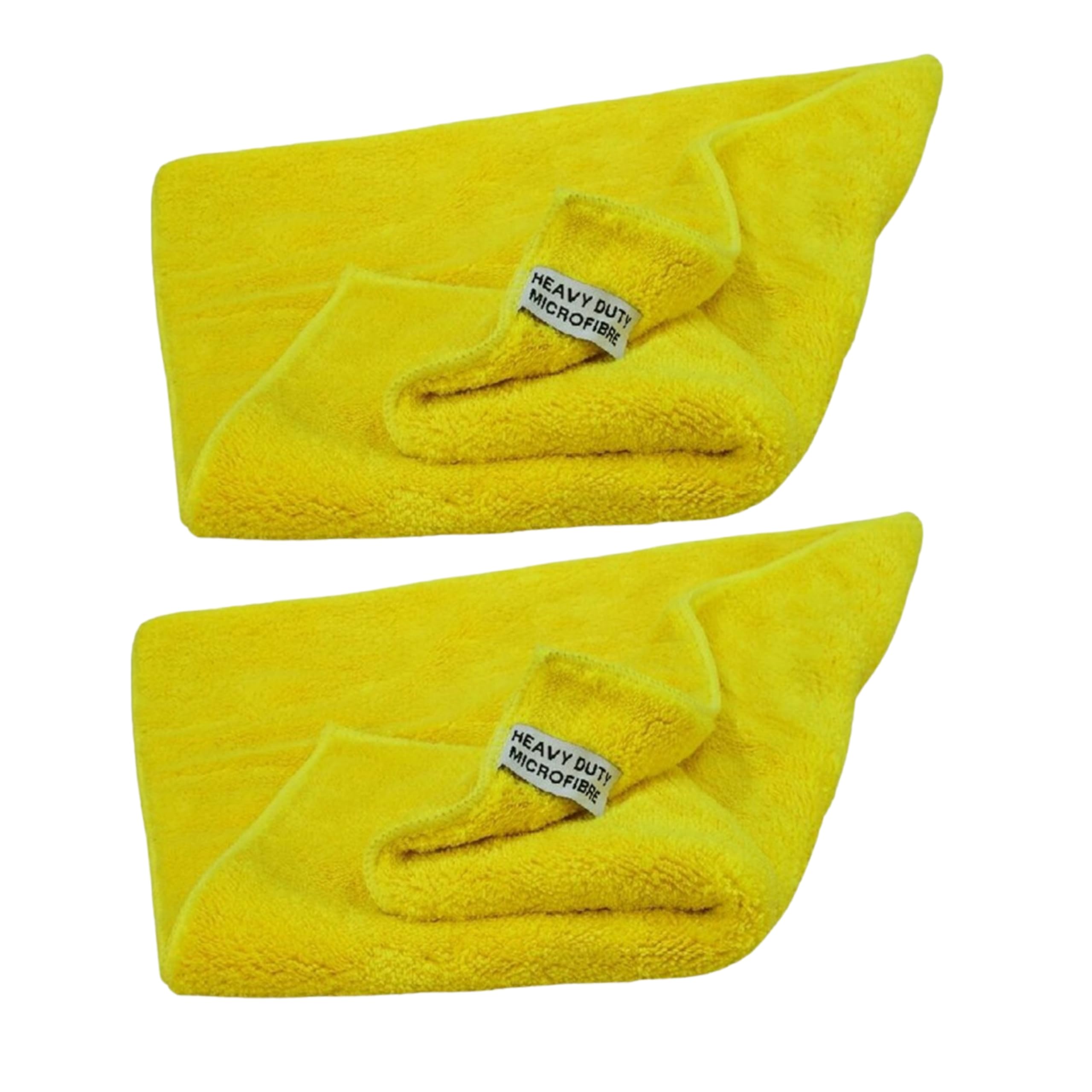 Tek Automotive Yellow Heavy Duty Microfibre Polishing Cloth Twin Pack 40X40 Cm, 1100 Gsm, Non Scratch Thick Buffing & Drying Towel For Car Detailing, Wax & Finish – Essential Car Polishing Accessories
